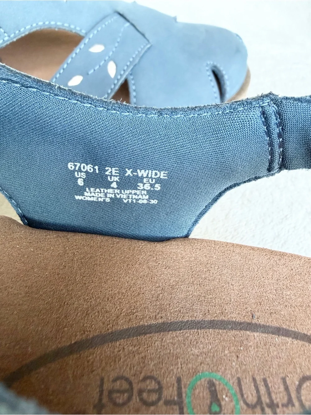 Orthofeet Women's Blue Leather Comfort Sandals Size 6 EUC